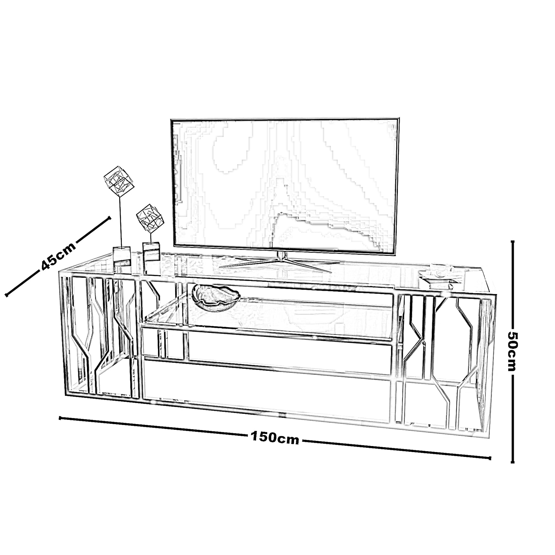 ترابيزة تليفزيون ستيل، 150*45*50 سم
