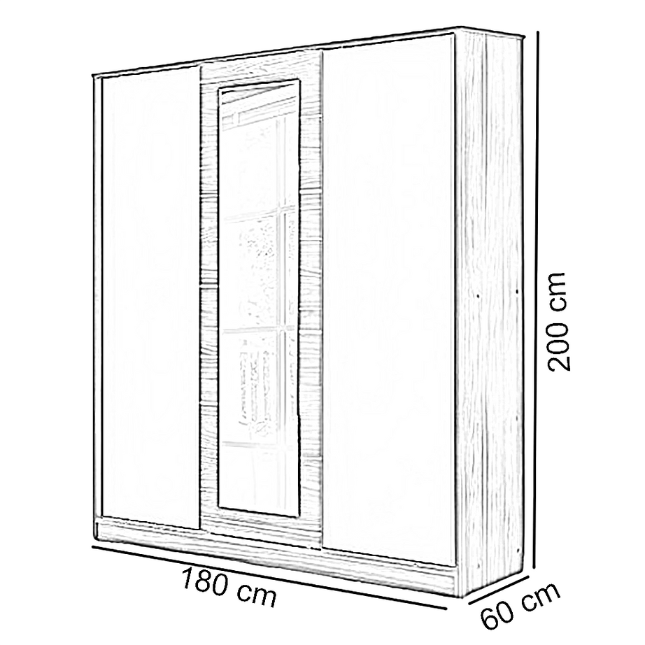 دولاب خشب ام دي اف، 180*60*200 سم