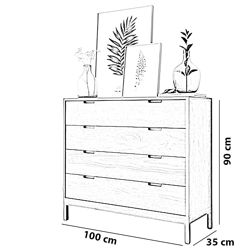 وحدة أدراج خشب كونتر وموسكي، 100*35*90 سم