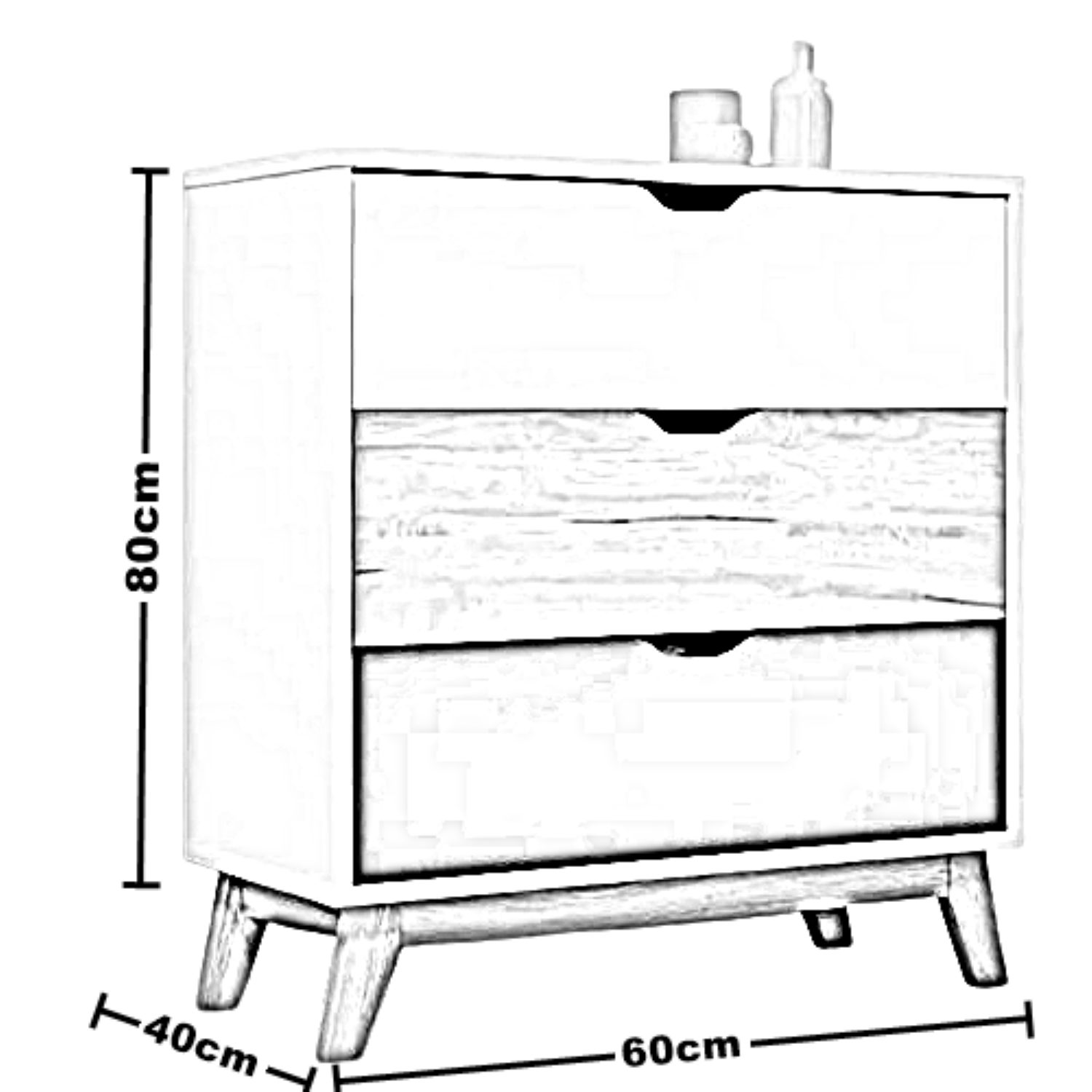 وحدة ادراج خشب ام دي اف، 60*40*80 سم