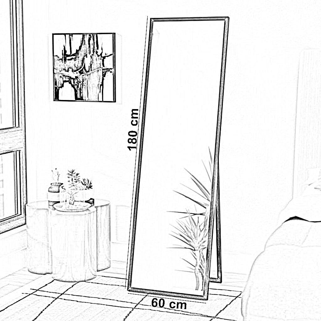 مرايا ستاند بإطار ستيل، 60×180 سم - صورة 3