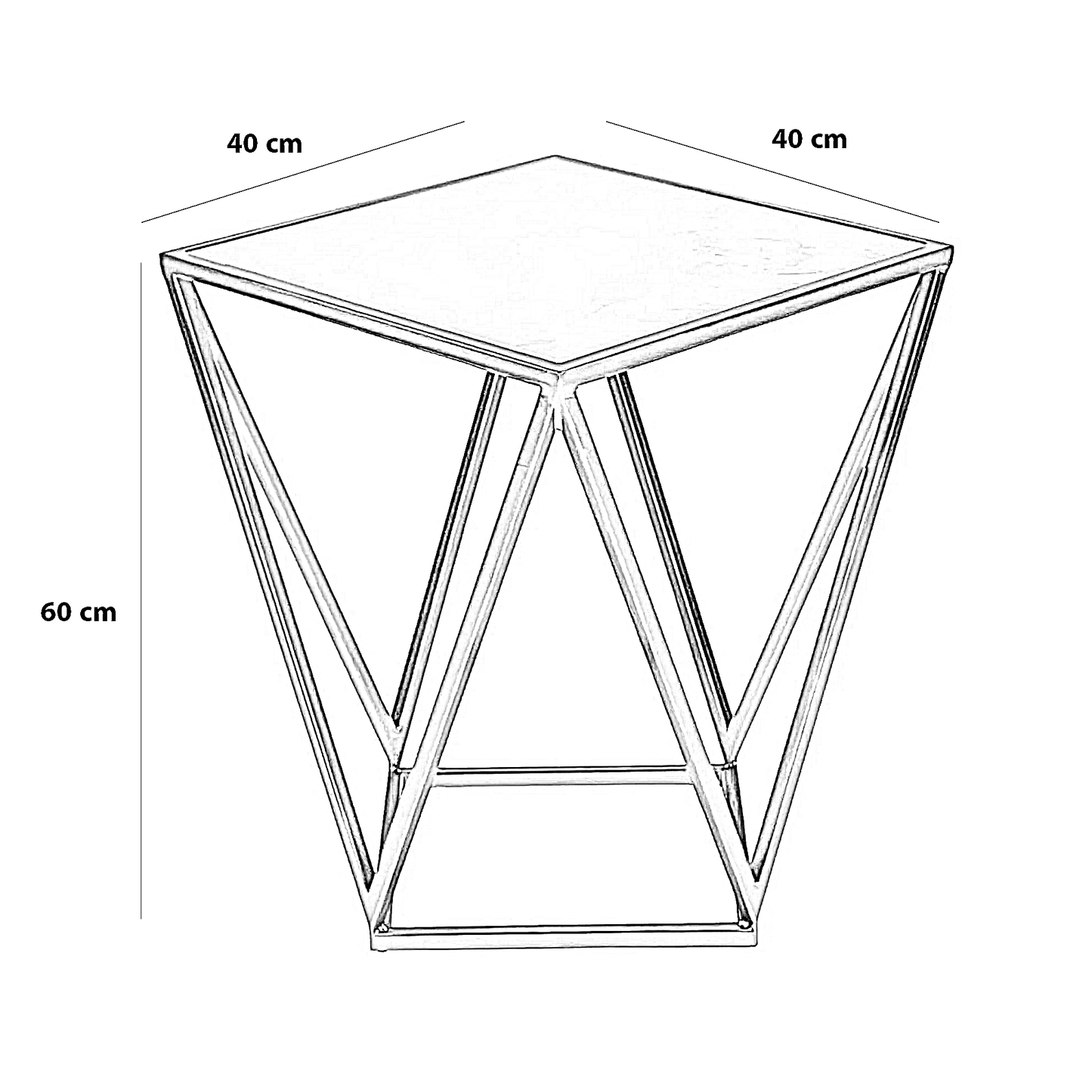 ترابيزة جانبية ستيل و رخام، 40*40*60 سم