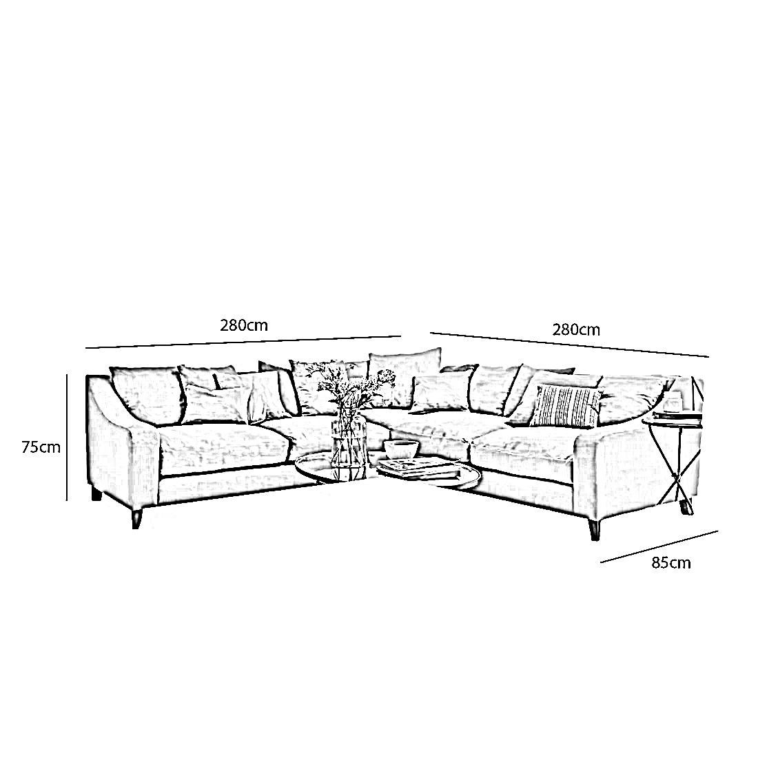 ركنة خشب زان، 280*280*75 سم