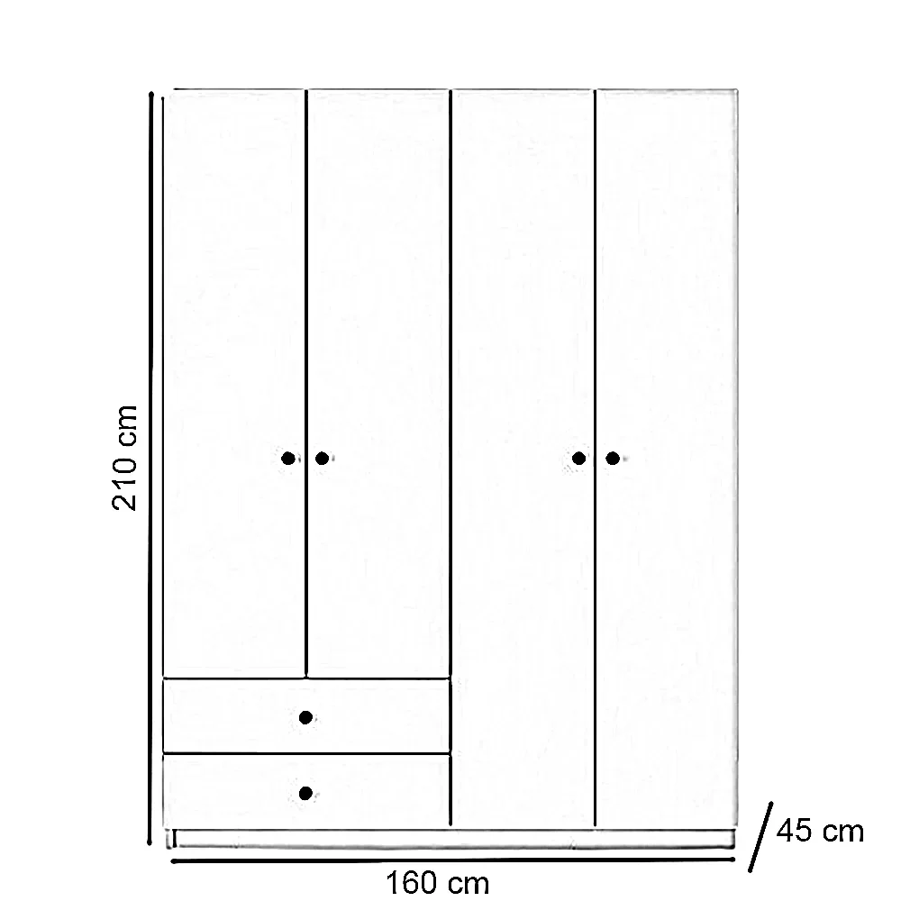 دولاب خشب ام دي اف، 160*45*210 سم