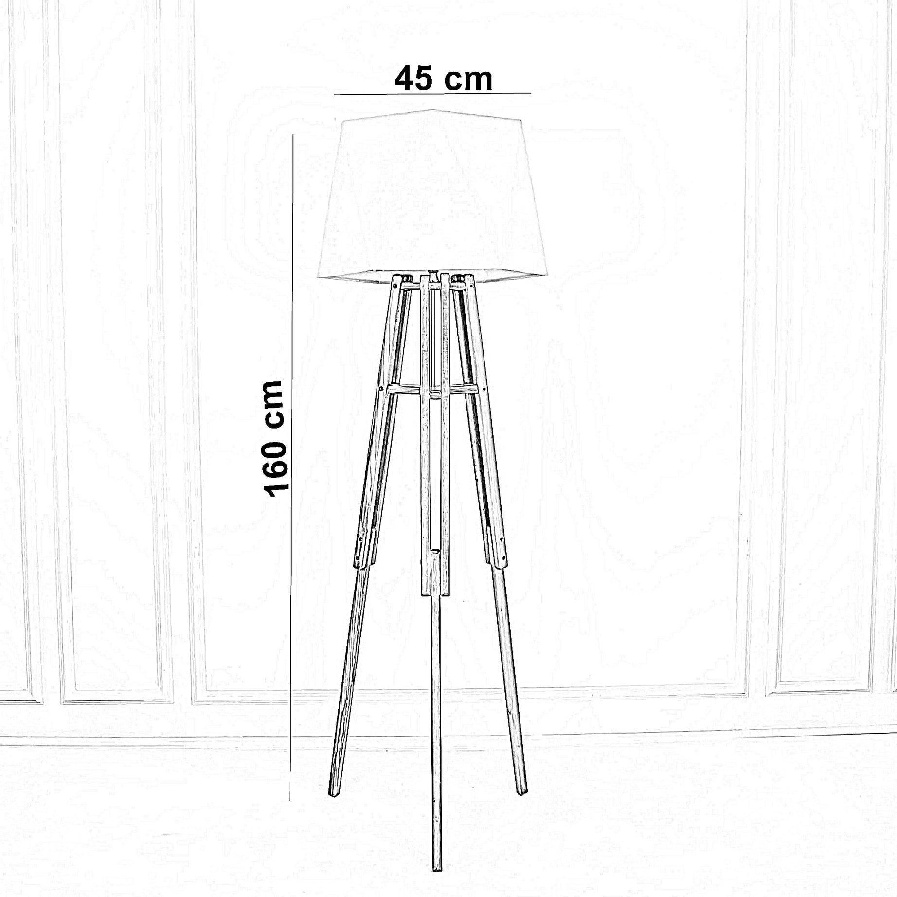 أباجورة أرضية خشب زان، 45*160 سم