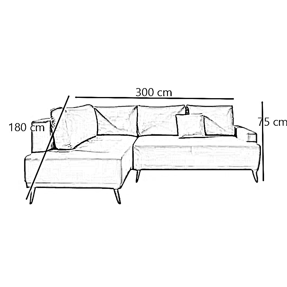 ركنة خشب زان أحمر، 300*180*75 سم