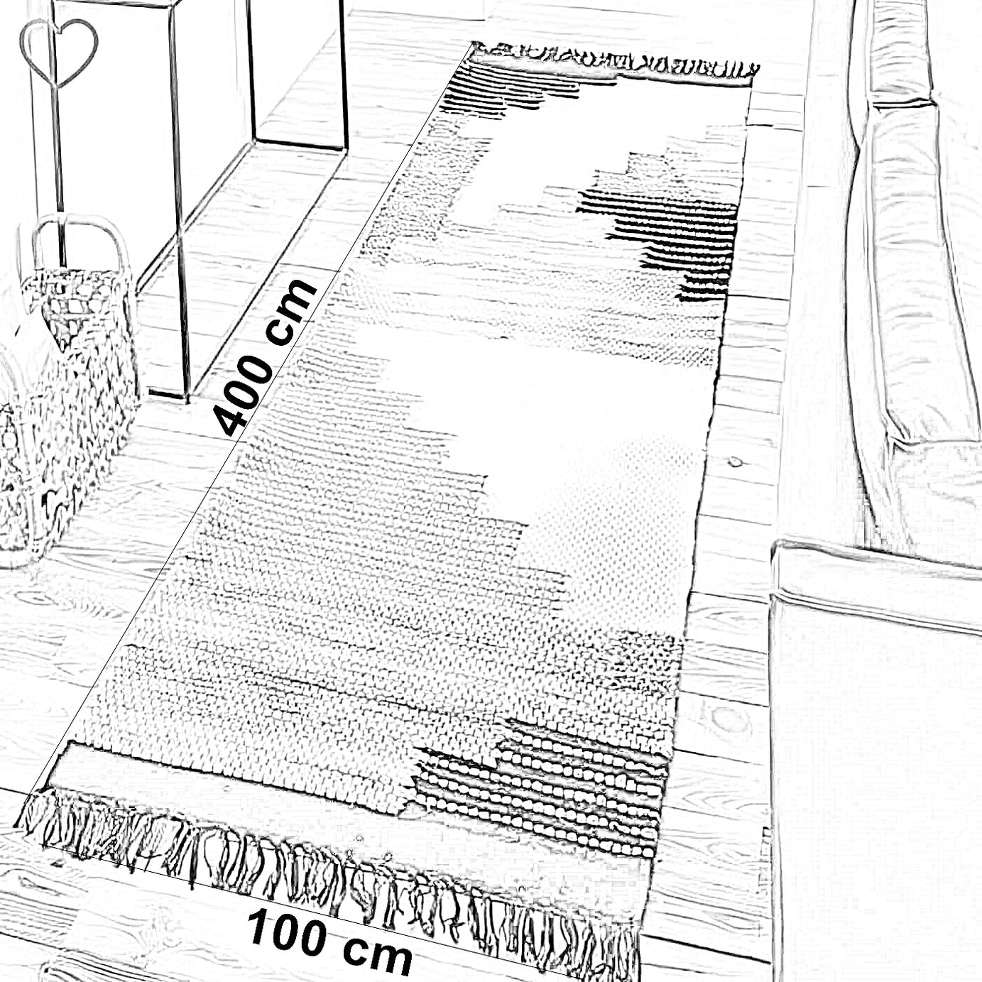 سجادة صوف، 100*400 سم