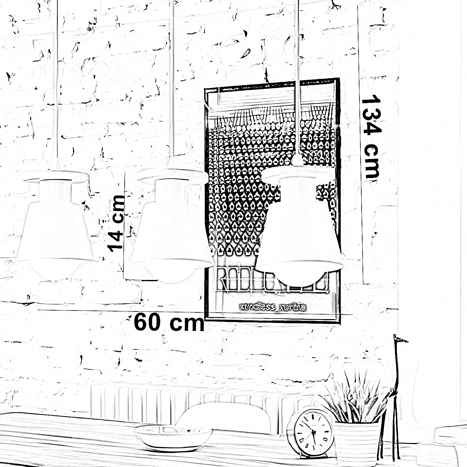 نجفة معدن و خشب، 60*134 سم