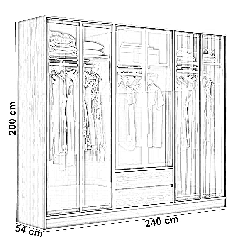 دريسينج خشب ام دي اف أسباني، 240*54*200 سم