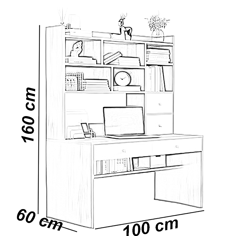 مكتب خشب ام دي اف، 100*60*160 سم