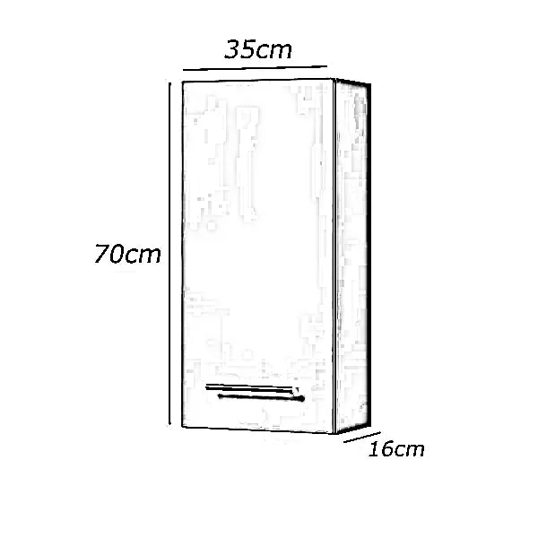 وحدة تخزين للحمام ام دي اف، 35*16*70 سم