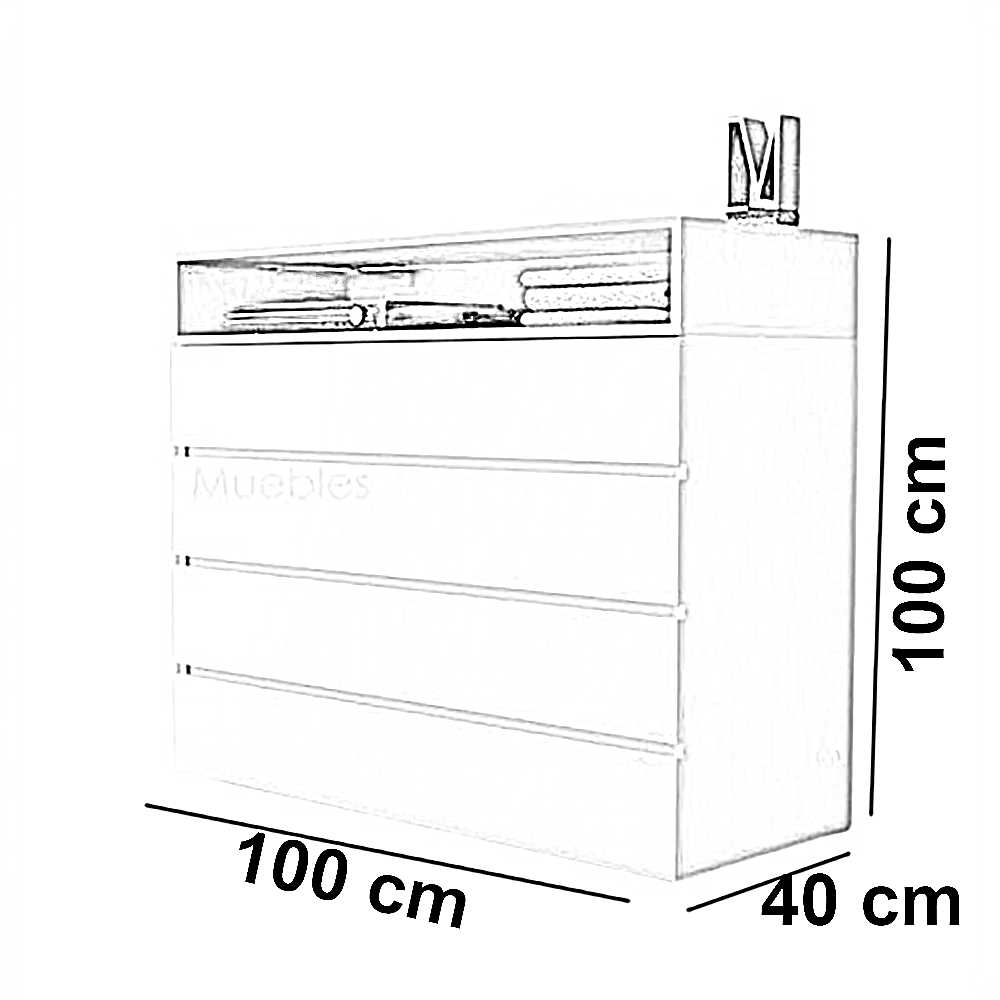 وحدة أدراج خشب ام دي اف، 100*40*100 سم