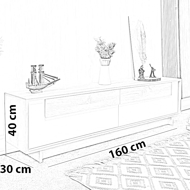 ترابيزة تليفزيون ام دي اف، 160*30*40 سم