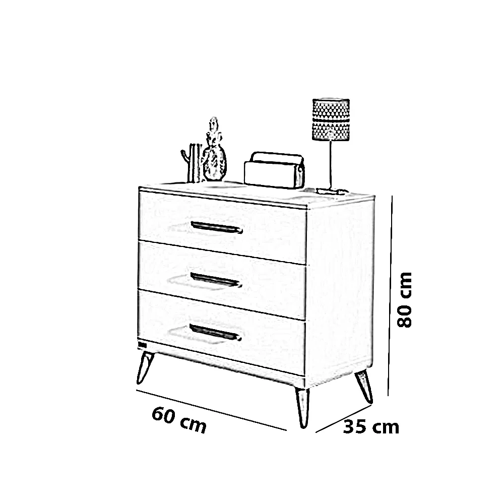 وحدة أدراج خشب كونتر و موسكي، 60*35*80 سم