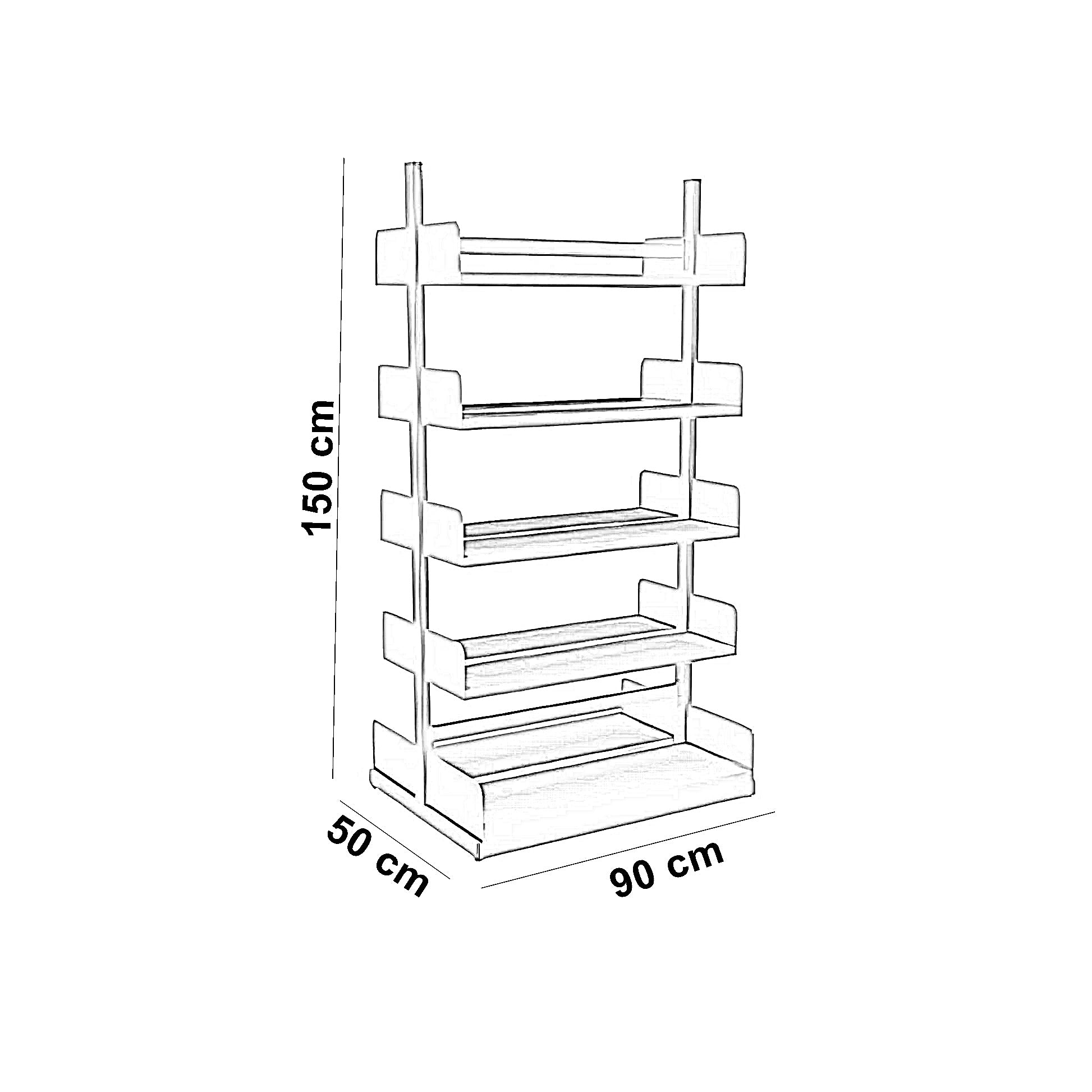 وحدة أرفف معدنية، 90*50*150 سم