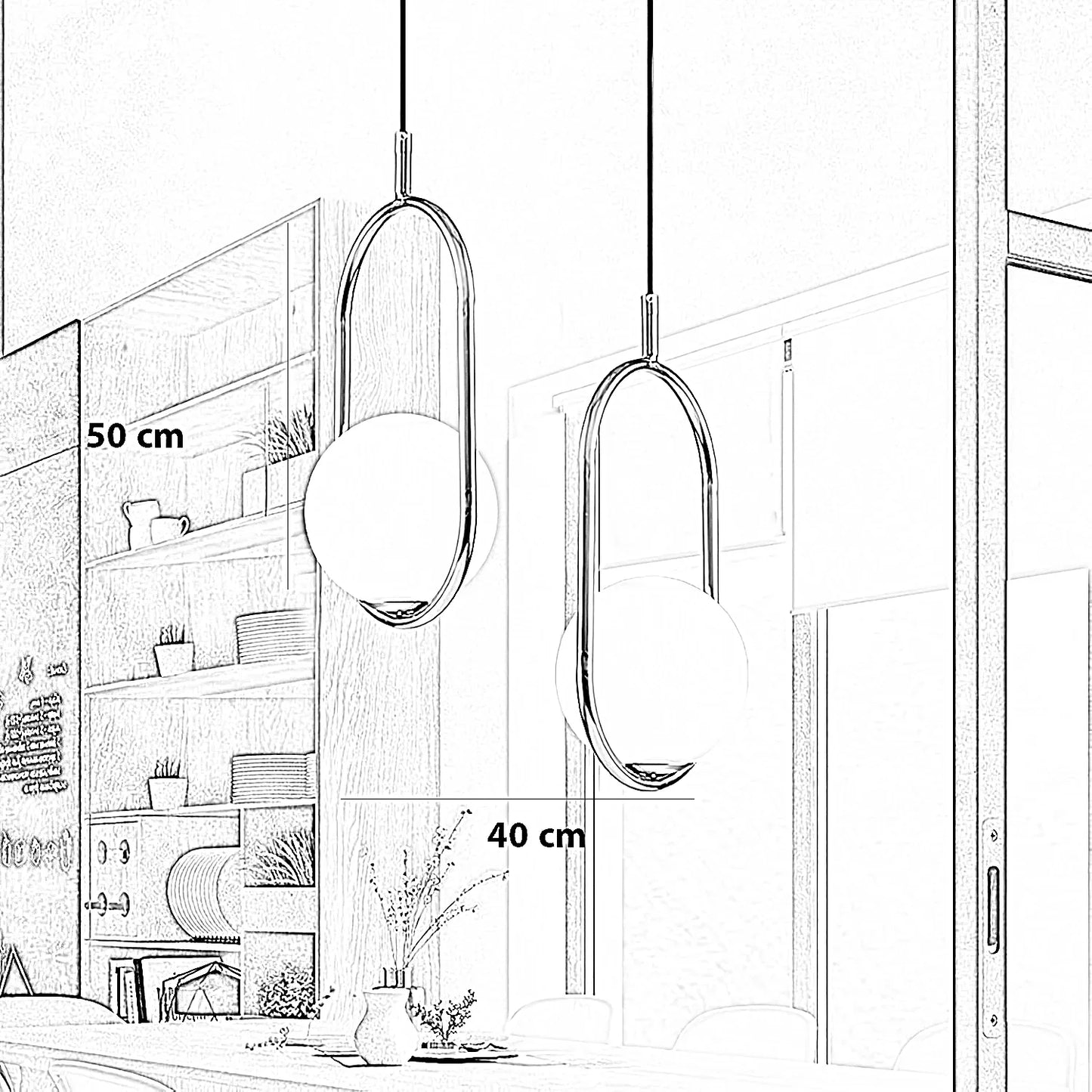 نجفة ستيل و زجاج، 40*50 سم - قطعتين