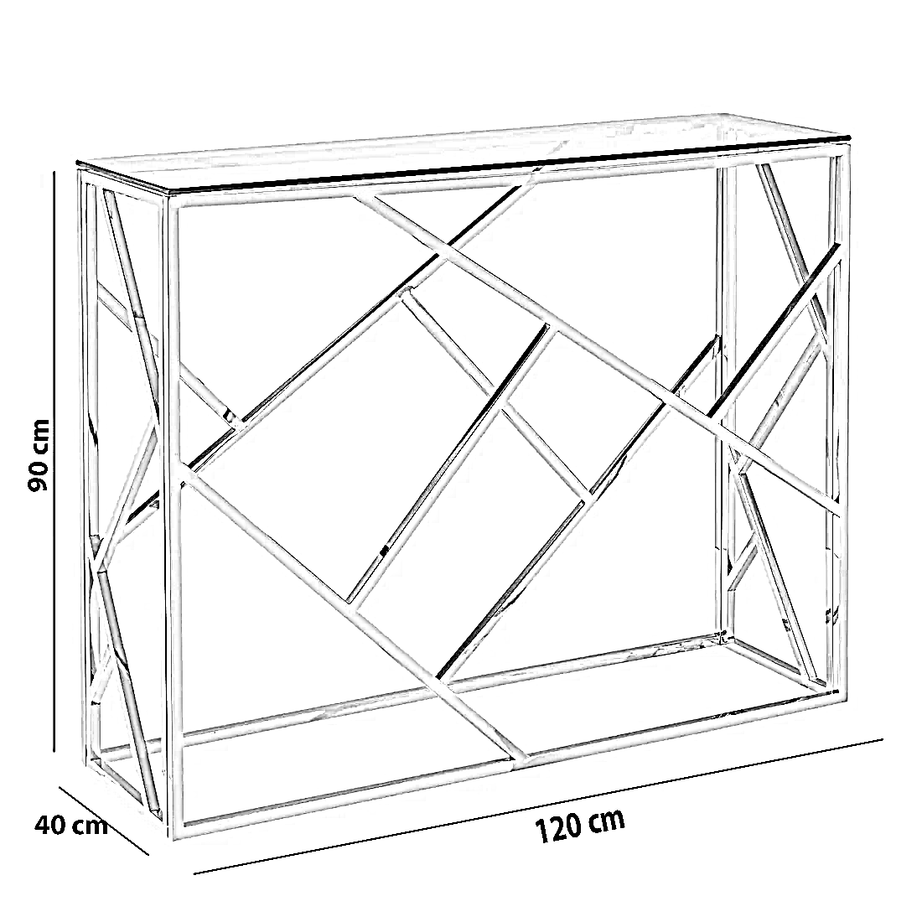 كونسول ستيل بسطح زجاجي، 120*40*90 سم