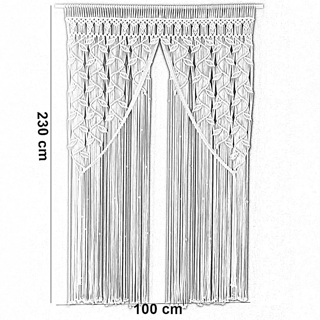 ستارة مكرمية خشب موسكي وقطن، 100*230 سم