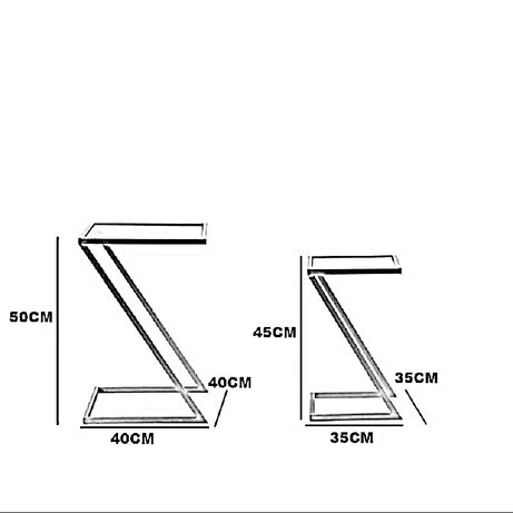 طقم ترابيزات جانبية متداخلة معدن بسطح زجاج، قطعتين