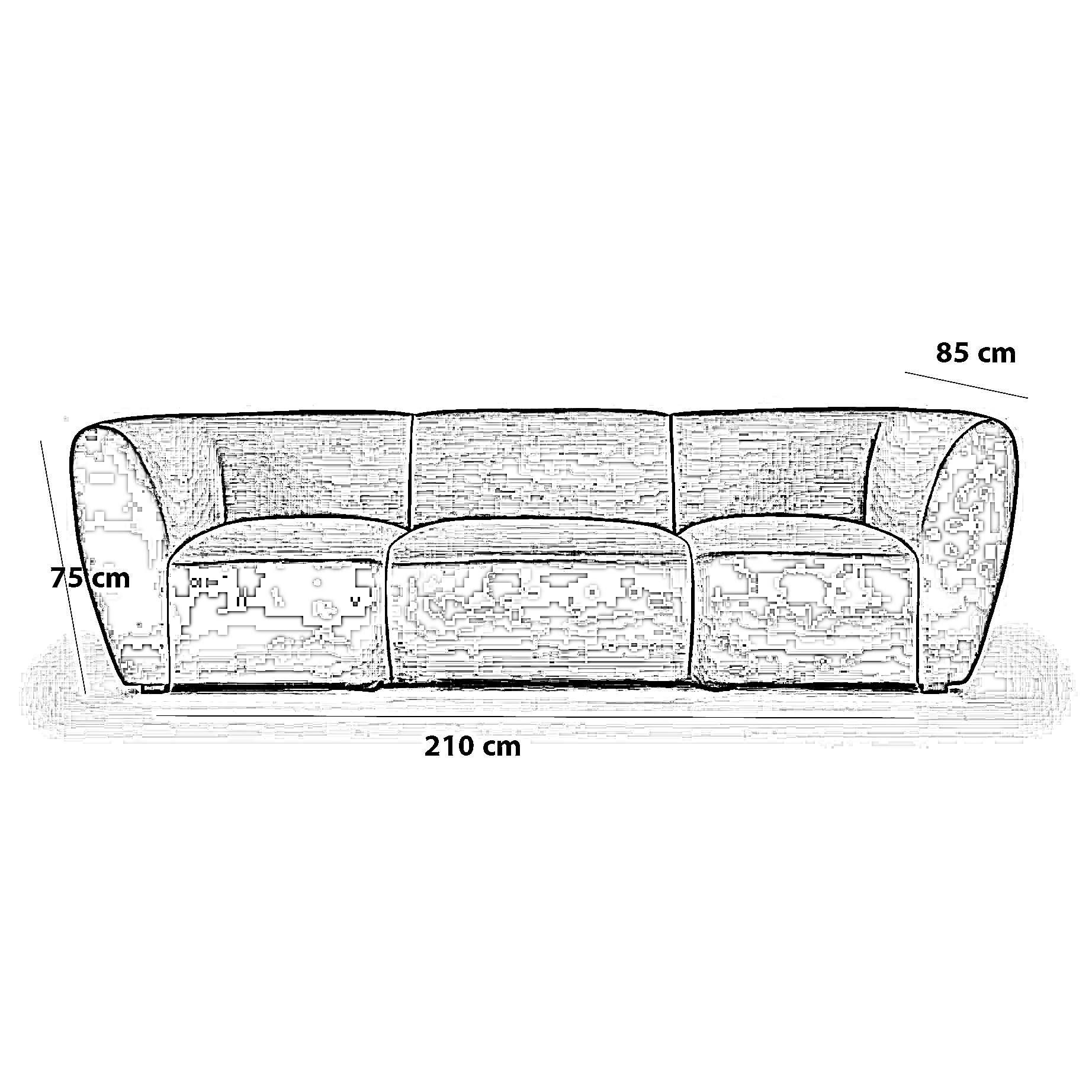 كنبة خشب طبيعي، 210*85*75 سم