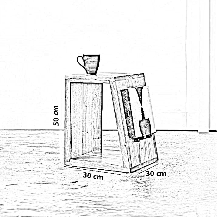 ترابيزة جانبية خشب موسكي، 30*30*50 سم