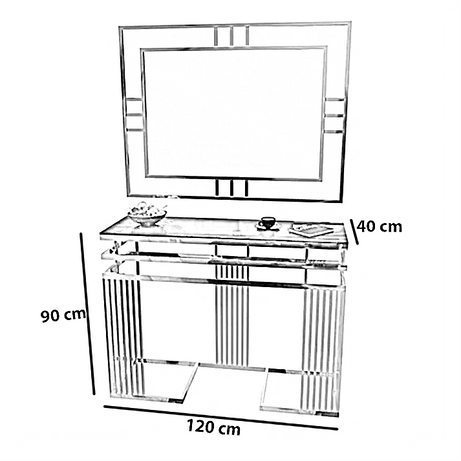 كونسول ستيل بمرايا، 120*40*90 سم