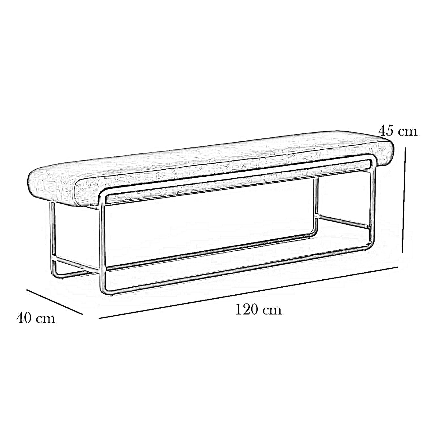 بانكيت معدن، 120*40*45 سم