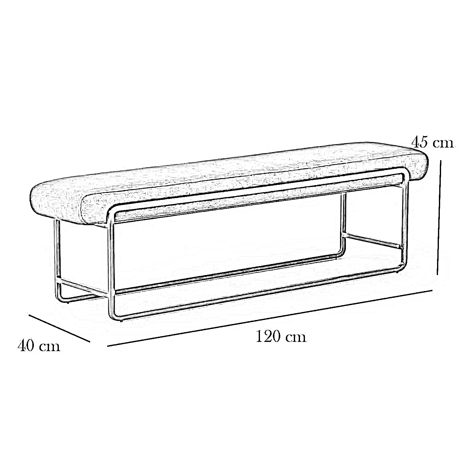 بانكيت معدن، 120*40*45 سم