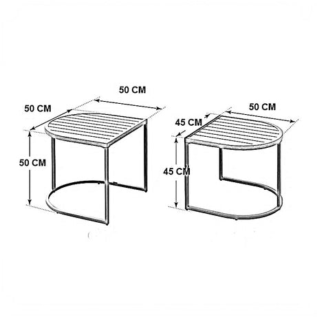 ترابيزة خارجية متداخلة ستيل، قطعتين