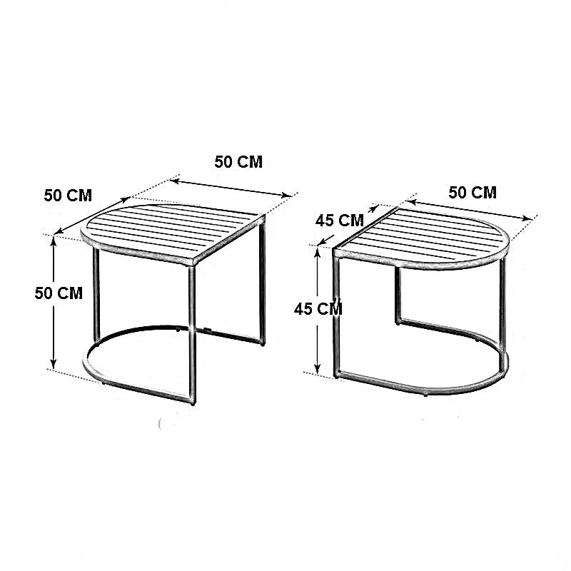 ترابيزة خارجية متداخلة ستيل، قطعتين