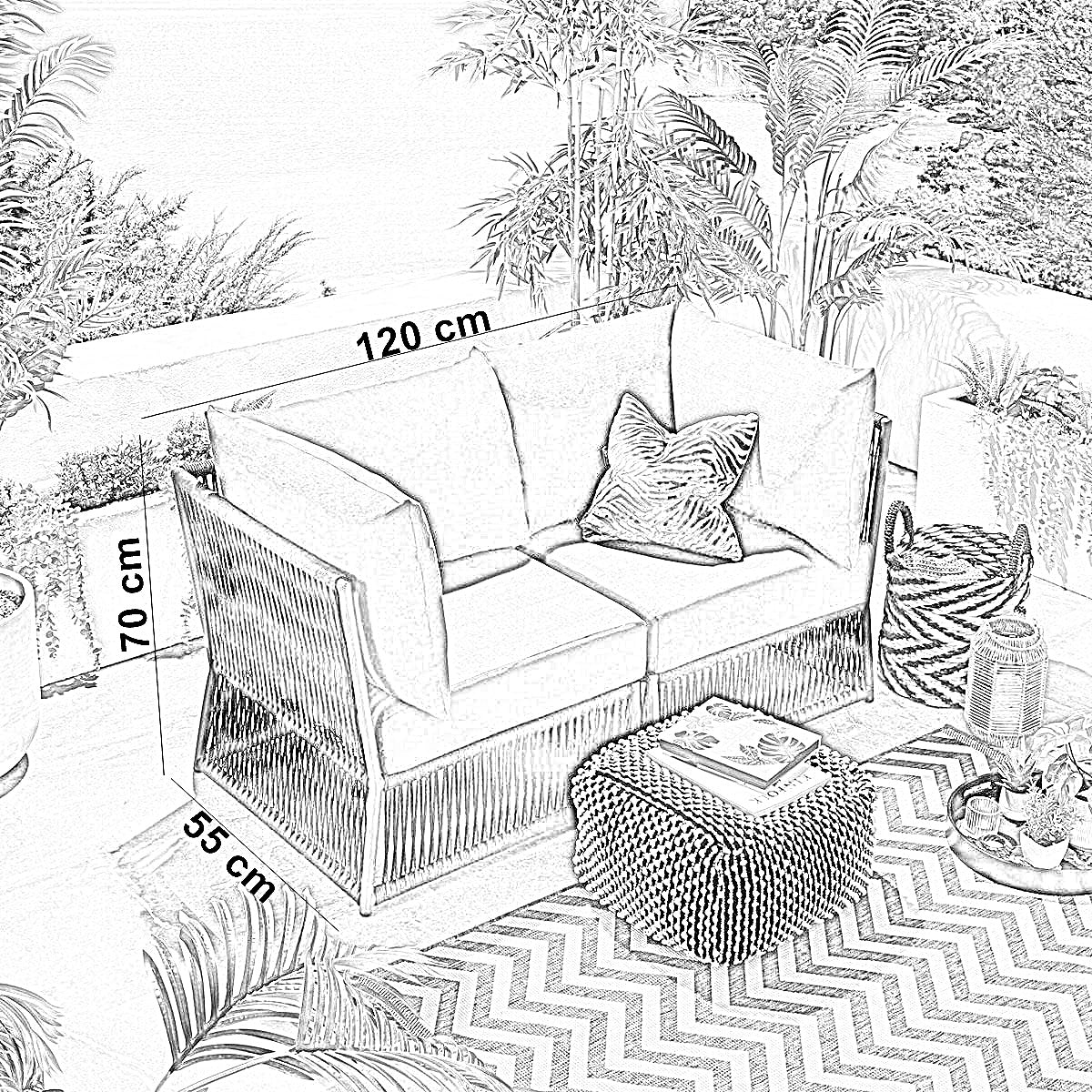 ركنة خارجية ستيل و دوبار، 120*55*70 سم - قطعتين