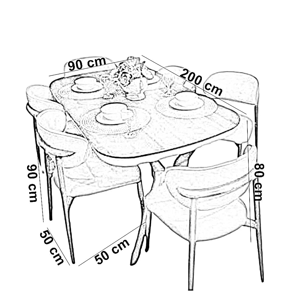 طقم سفرة خشب زان و كونتر، 7 قطع