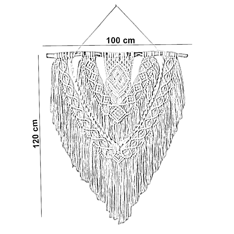 مكرمية حائط خشب، 100*120 سم