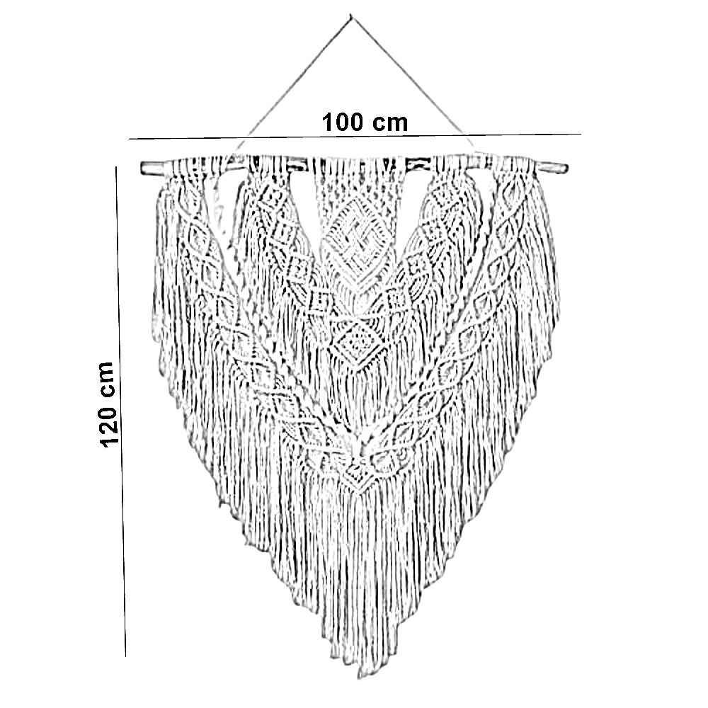 مكرمية حائط خشب، 100*120 سم