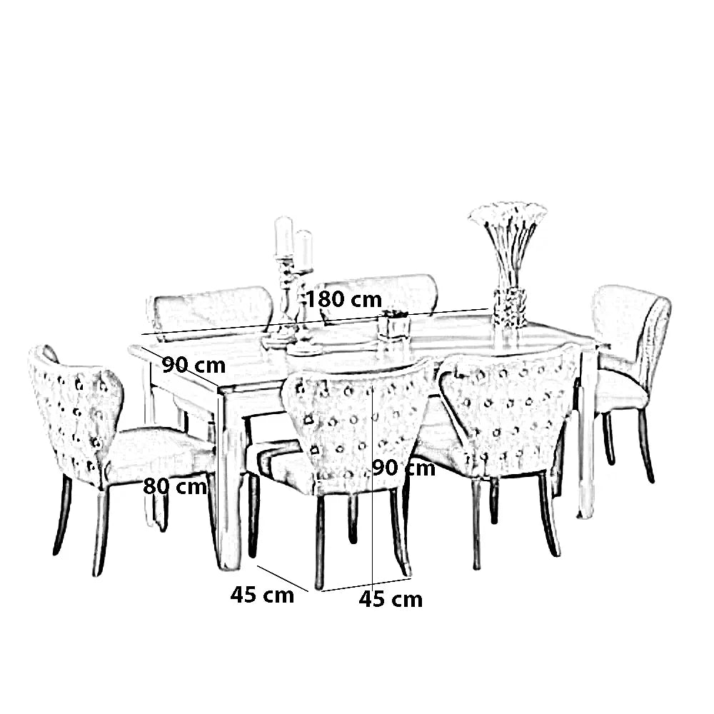 طقم سفرة خشب زان و كونتر، 7 قطع