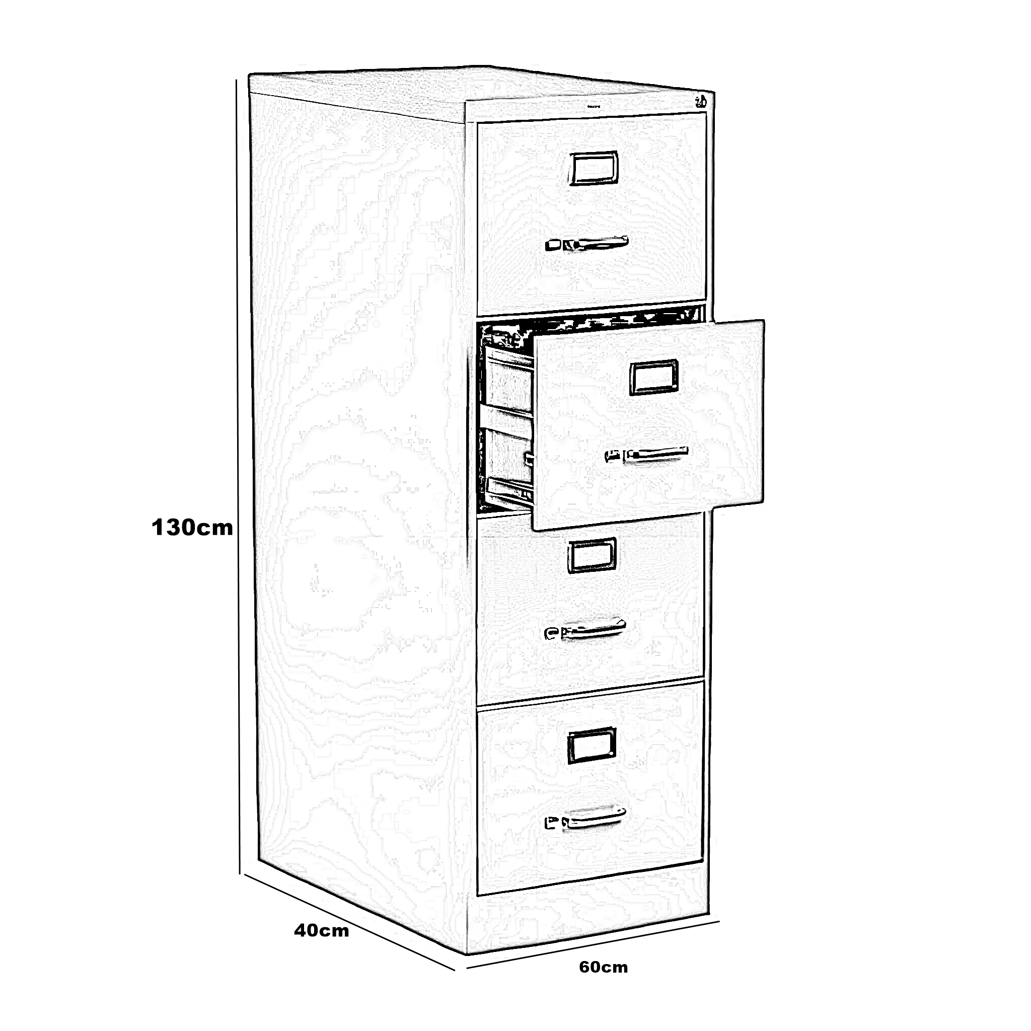 وحدة ادراج معدن، 60*40*130 سم