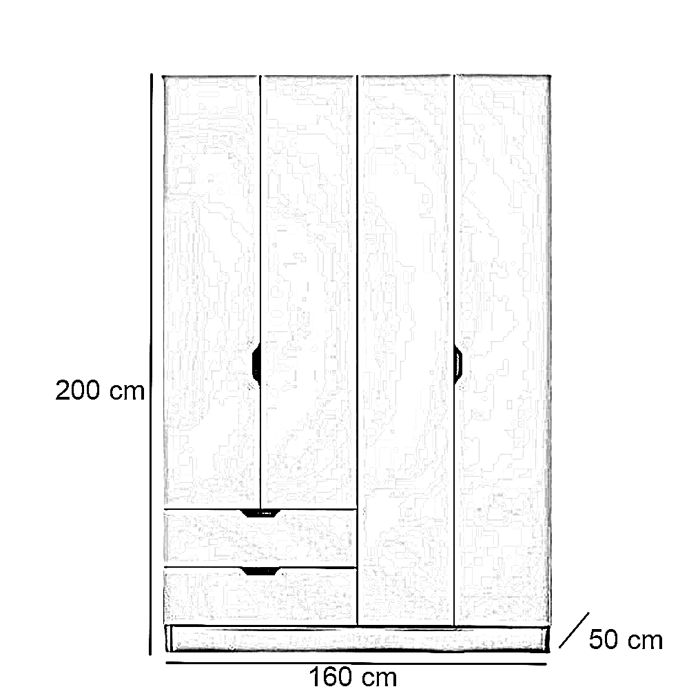 دولاب خشب ام دي اف، 160*50*200 سم