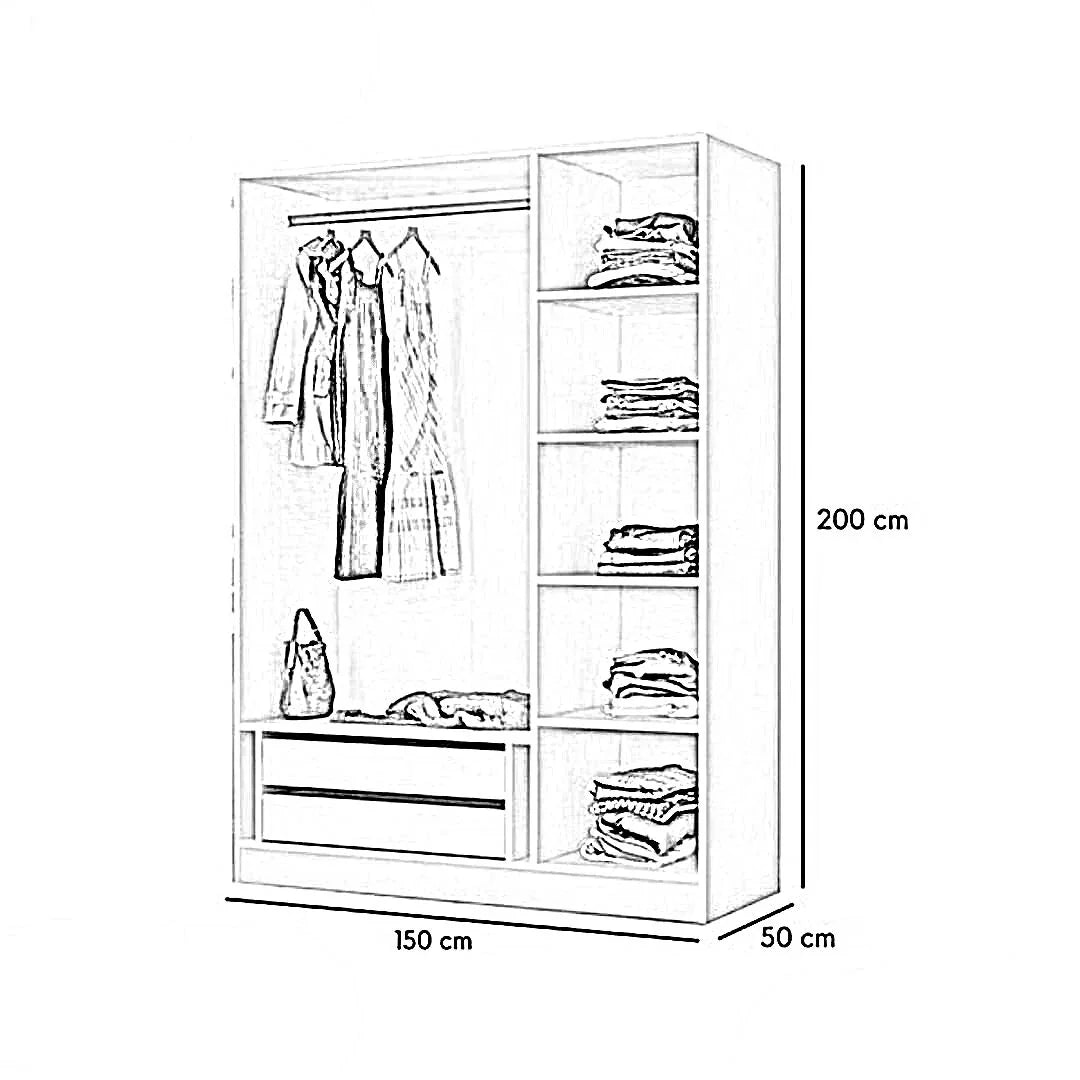 دريسنج خشب ام دي اف، 150*50*200 سم