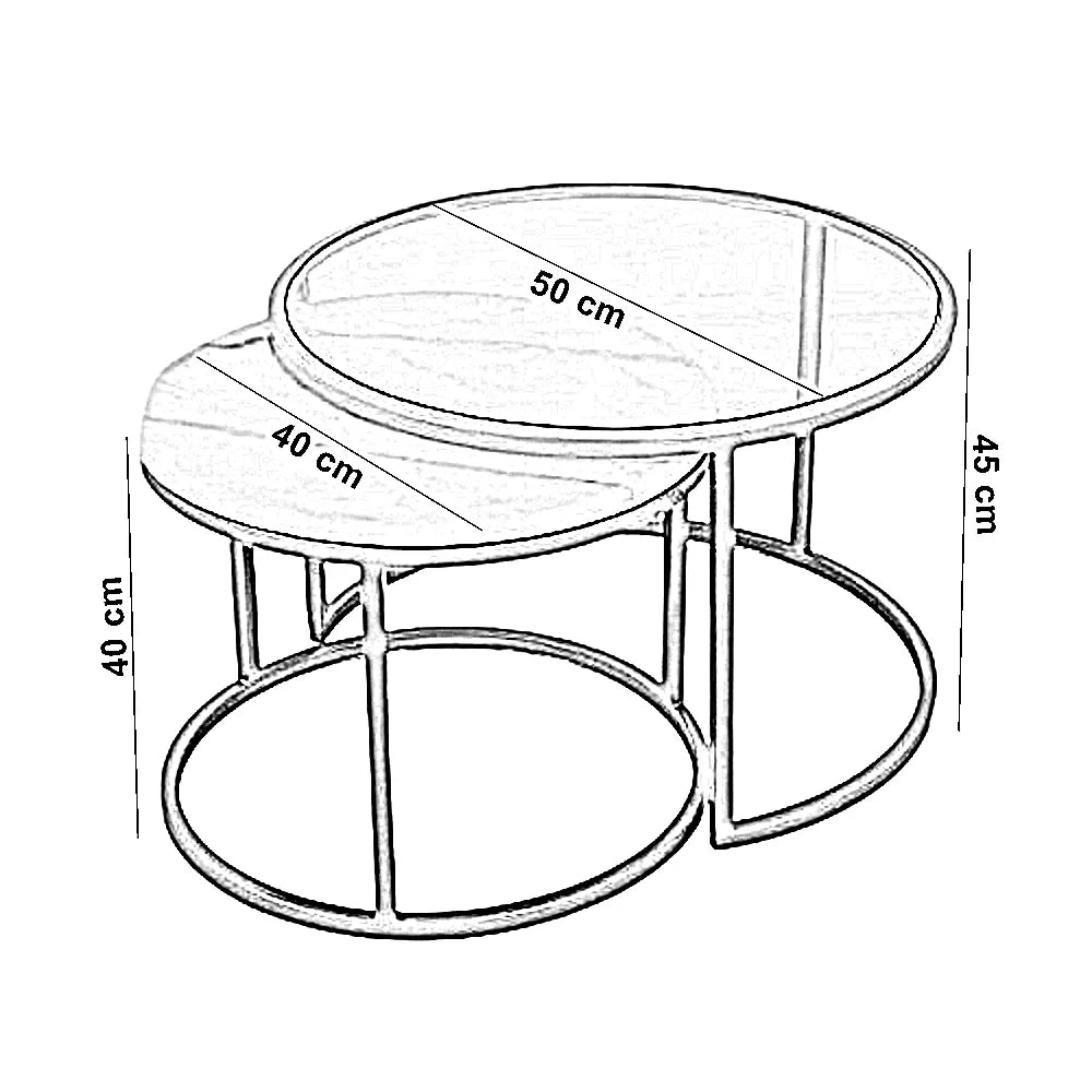 طقم ترابيزات قهوة متداخلة ستيل، قطعتين