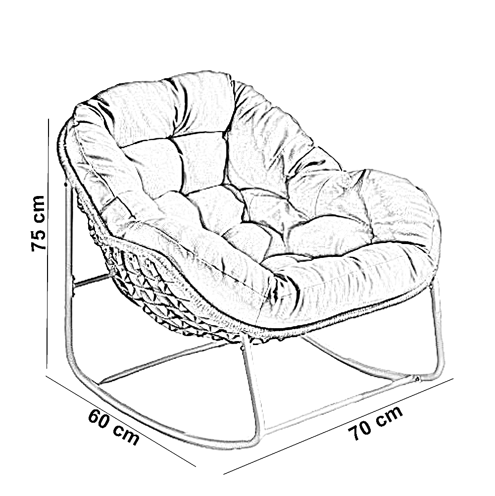 طقم كراسي هزاز خارجي مع ترابيزة خارجية ستيل وراتان، 3 قطع