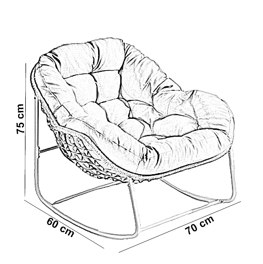طقم كراسي هزاز خارجي مع ترابيزة خارجية ستيل ورتان، 3 قطع