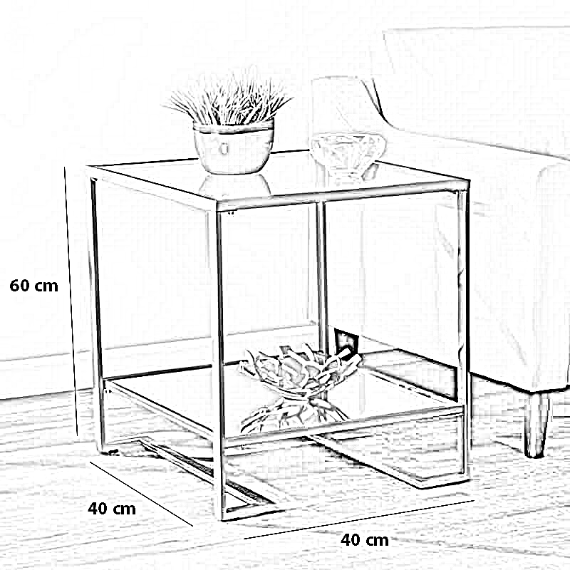 ترابيزة جانبية ستيل و زجاج، 40*40*60 سم