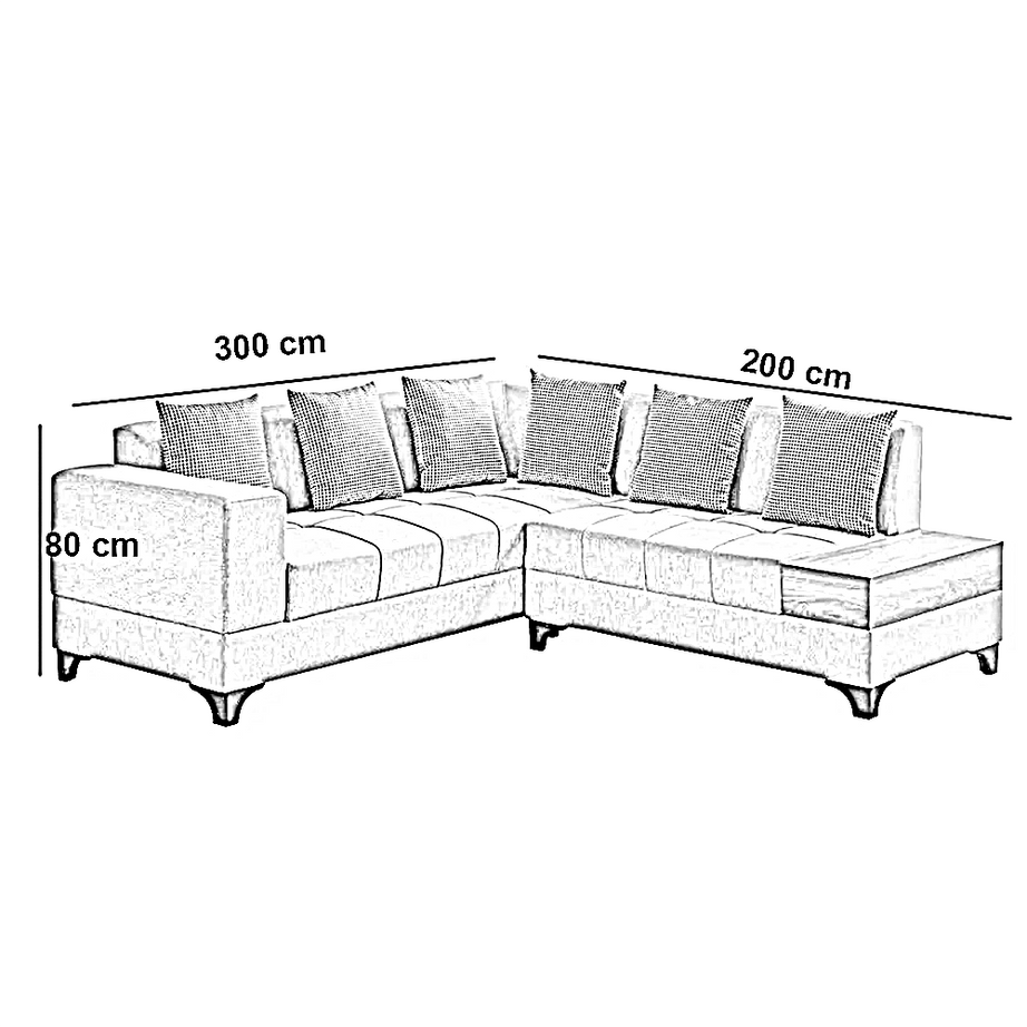 ركنة خشب زان أحمر، 300*200*80 سم