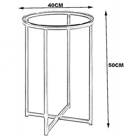 ترابيزة جانبية ستيل بسطح زجاجي، 40*40*50 سم