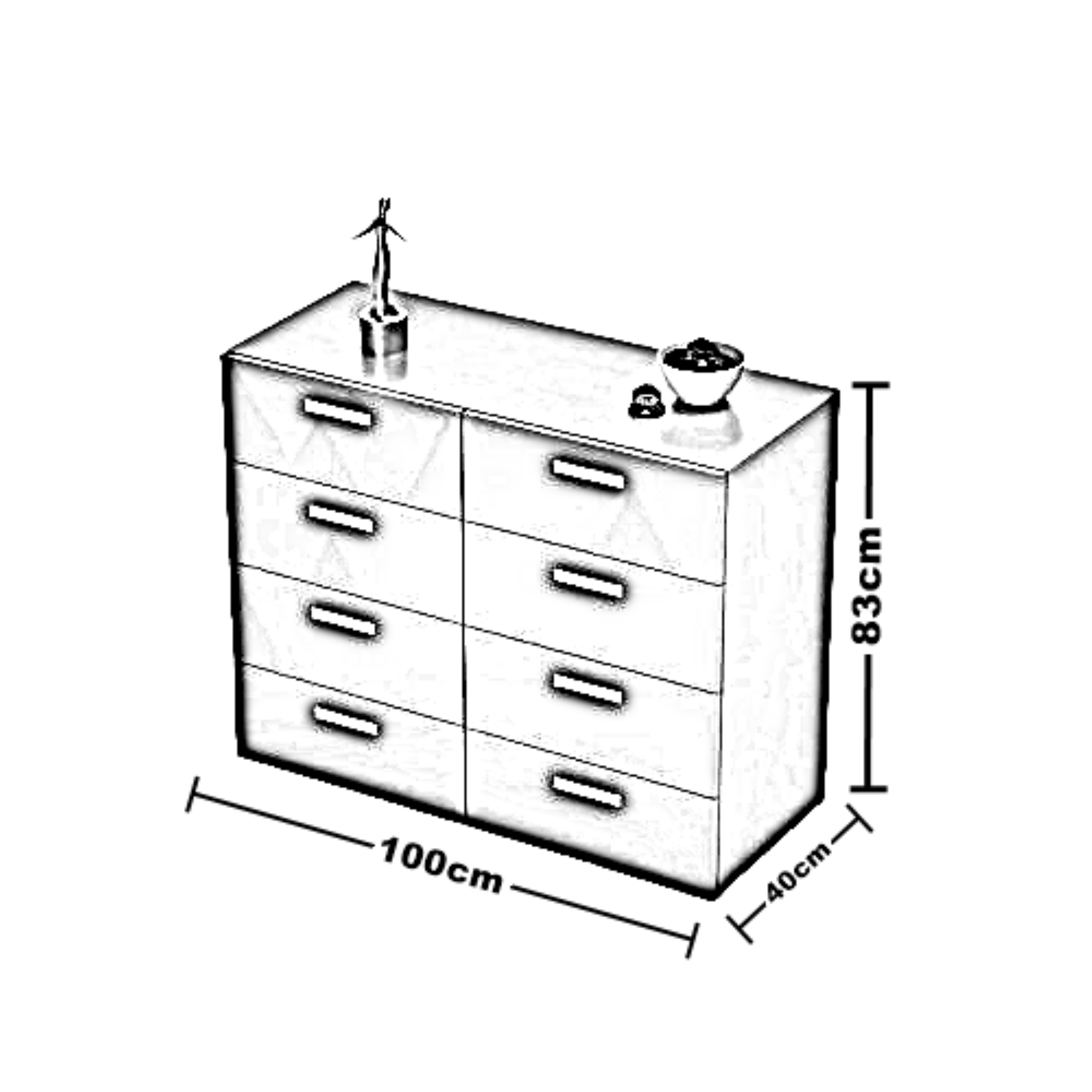 وحدة تخزين خشب ام دي اف، 100*40*83 سم