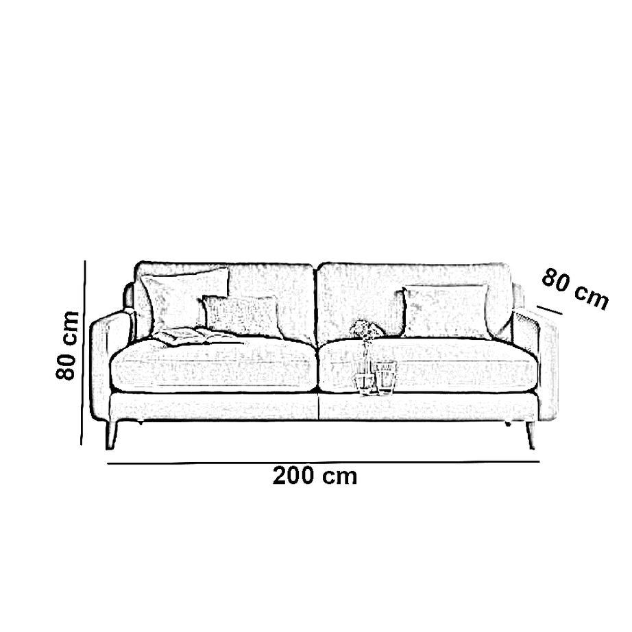 كنبة خشب زان، 200*80*80 سم