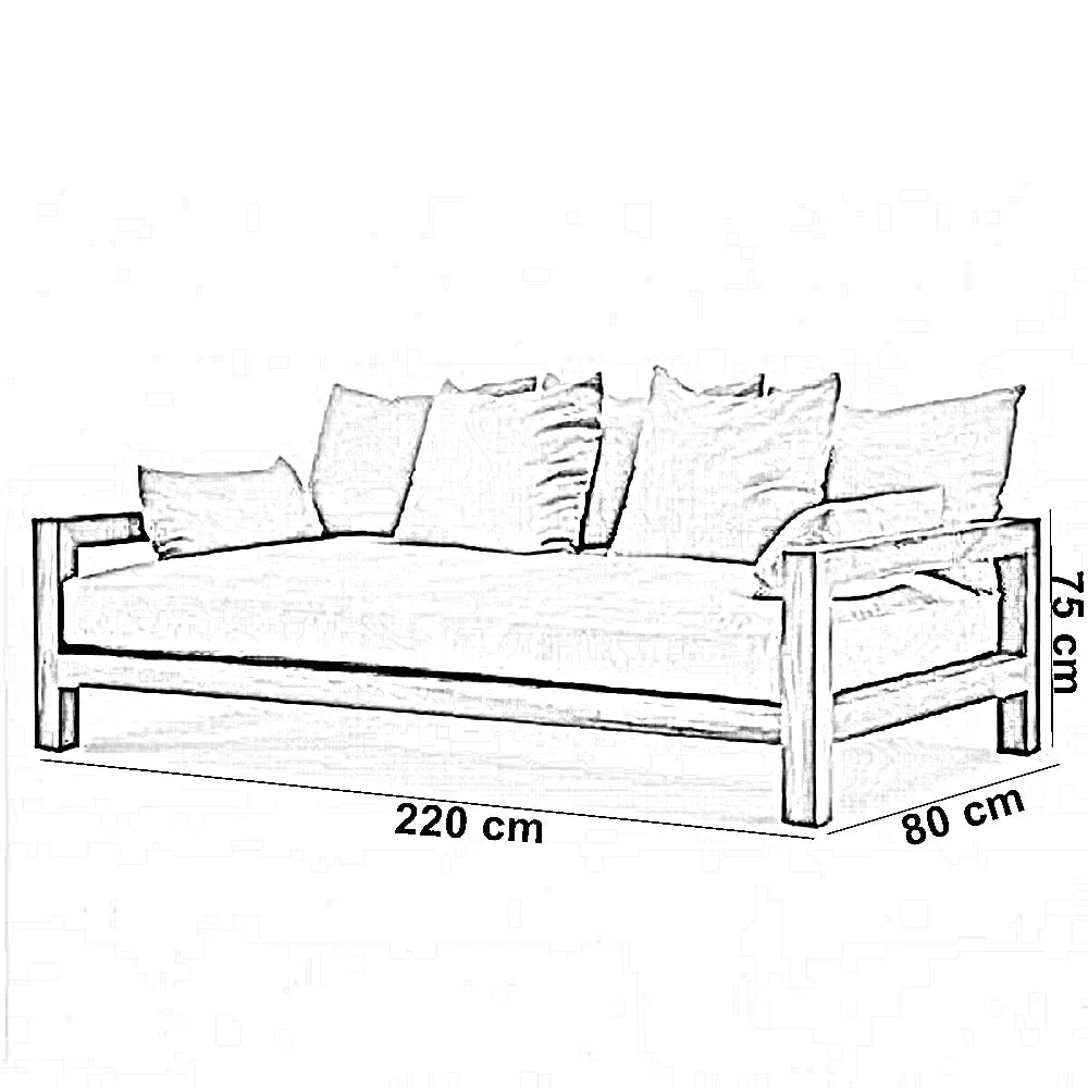 كنبة خشب زان، 220*80*75 سم