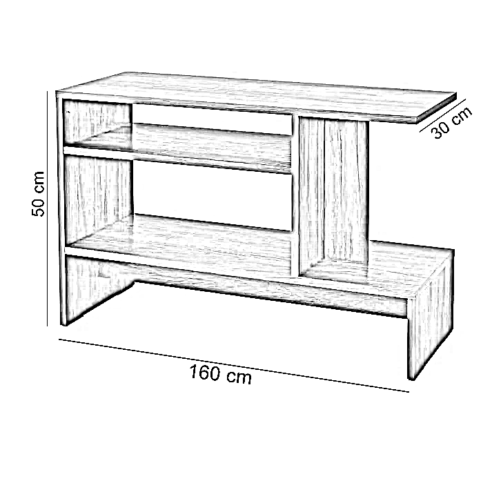 ترابيزة مزدوجة تليفزيون وجانبية، 160*30*50 سم