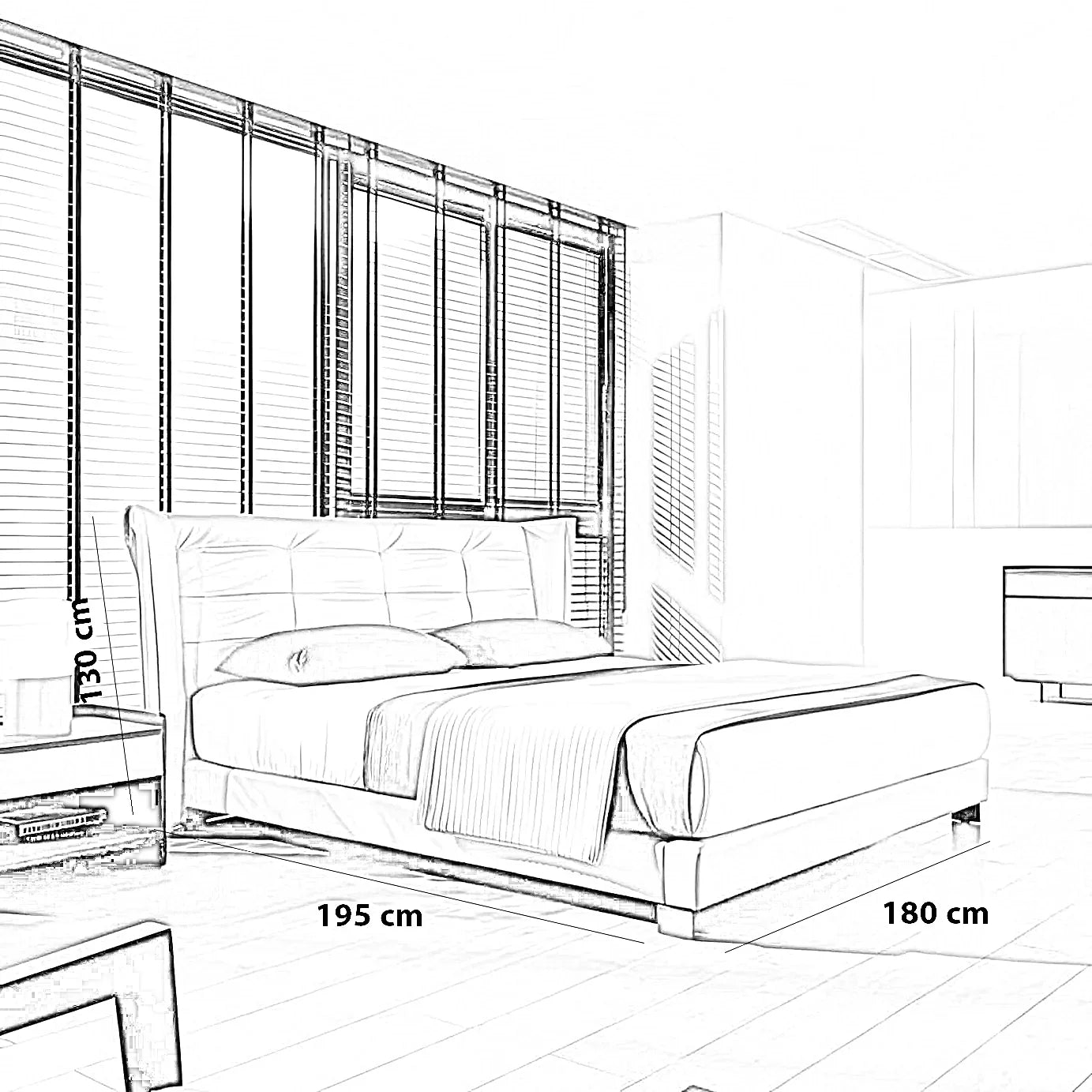 سرير سوبر كينج خشب كونتر و موسكي، 180*195*130 سم