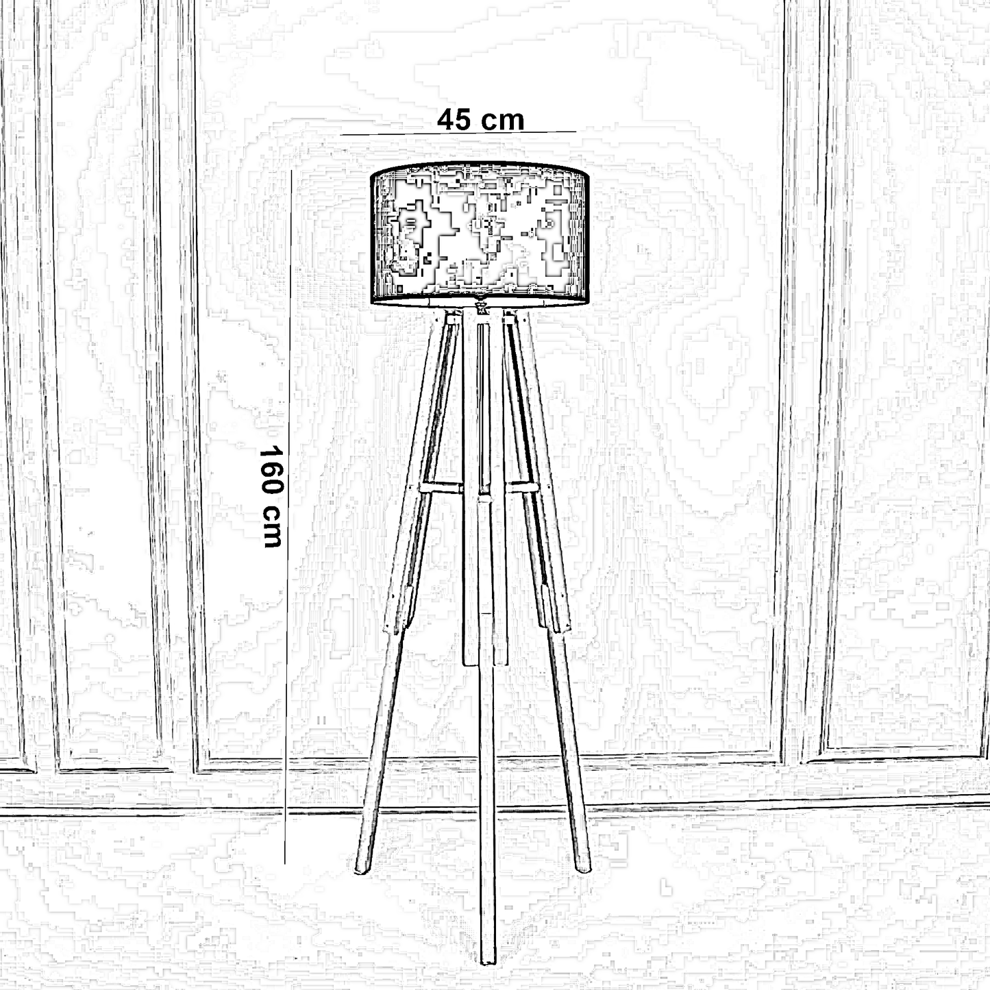 أباجورة أرضية خشب زان، 45*160 سم